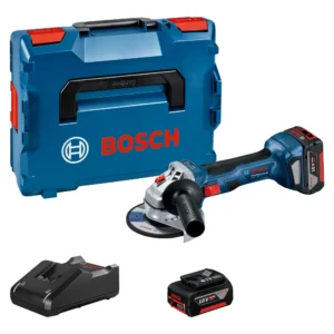 Kit Mini-Rebarbadora 18V GWS18V-7 125mm + 2x Bateria 4Ah 99.06019H9005 Bosch O forte motor sem escovas fornece os mesmos 700 W que rebarbadoras com fio para excelentes resultados de corte O peso reduzido, o perímetro reduzido do punho e a tampa sem chave asseguram um trabalho prático e confortável Otimizada para um corte versátil: ergonomia perfeita garantida pelo design equilibrado e punho estreito Inclui: 2 Baterias 18V 4.0Ah Carregador GAL 18V-40 Tampa protetora anti-torsão L-BOXX 136 Especificações: Nº de rotações em vazio: 11.000 r.p.m. Peso sem bateria: 2.1 kg Tensão da bateria: 18 V Rosca do veio do disco abrasivo: M 14 Ø do disco: 125 mm Informações relativas ao ruído e às vibrações: Nível de pressão sonora: 79.5 dB(A) Nível de potência sonora: 89.5 dB(A) Incerteza K: 3 dB