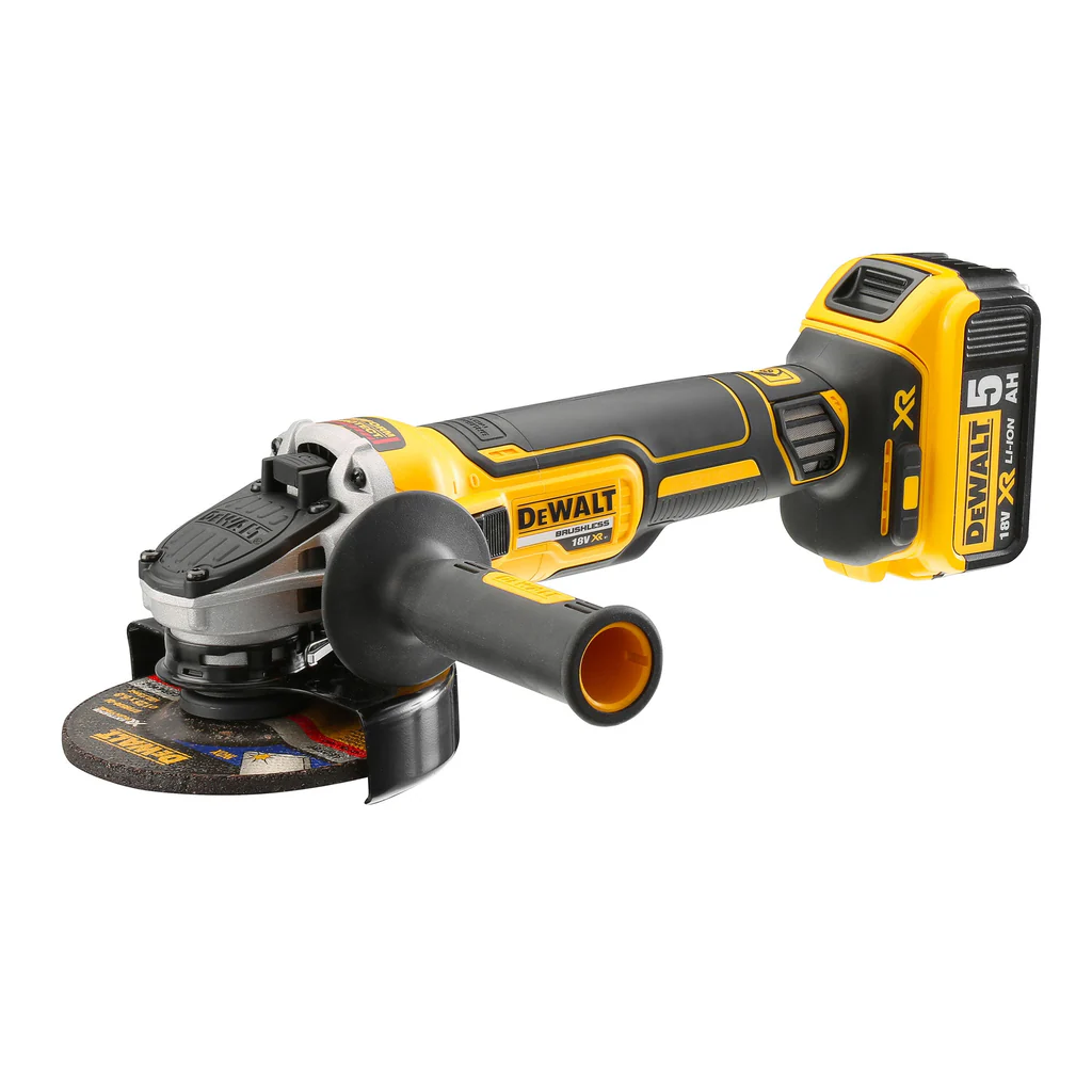 Rebarbadora sem escovas 125mm XR 18V Li-Ion 5Ah + 2 baterias XR 18V 5Ah + carregador + mala TSTAK DCG405P2-QW DeWalt